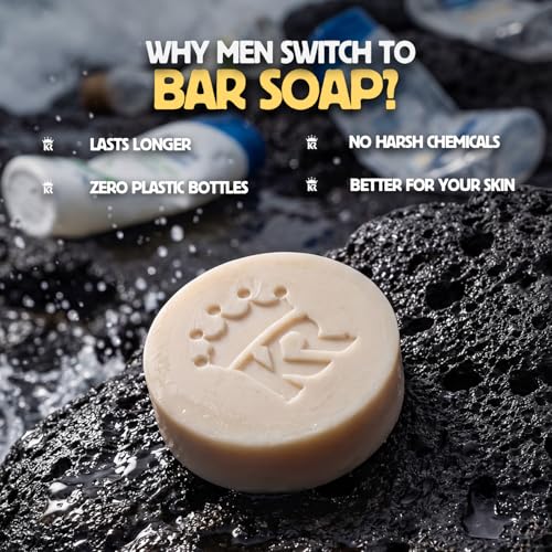 Image of Organic Cold Process Soap Bars for Men, Moisturizing Body Wash 3-Pack | Handcrafted Lasts 3X Longer, USDA Organic, Sulfate & Paraben Free, 3 x 4 oz Citrus Fresh Jungle Tea Tropic Tide