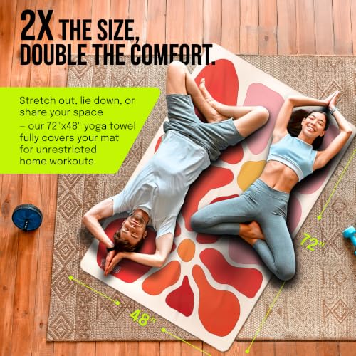 Image of gogoKIWI Hot Yoga Mat Towel for 6 x 4 ft Mats, Fauve Red & Pink