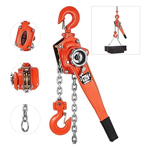 Lyftblock Kedjeblock 2T Lever Block Chain Hoist Manuella vinschar block och talja Alloy Steel Chain Ratchet Lever Hoist med Hook (Color : 2 ton, Size : Chain length 6m)