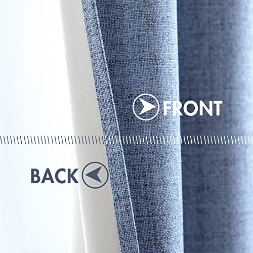 Image of MIULEE Linen Texture Curtains for Bedroom Solid 100% Blackout Thermal Insulated Stone Blue Curtains Grommet Room Darkening Curtains /Drapes for Living Room 52x63 Inch (2 Panels)