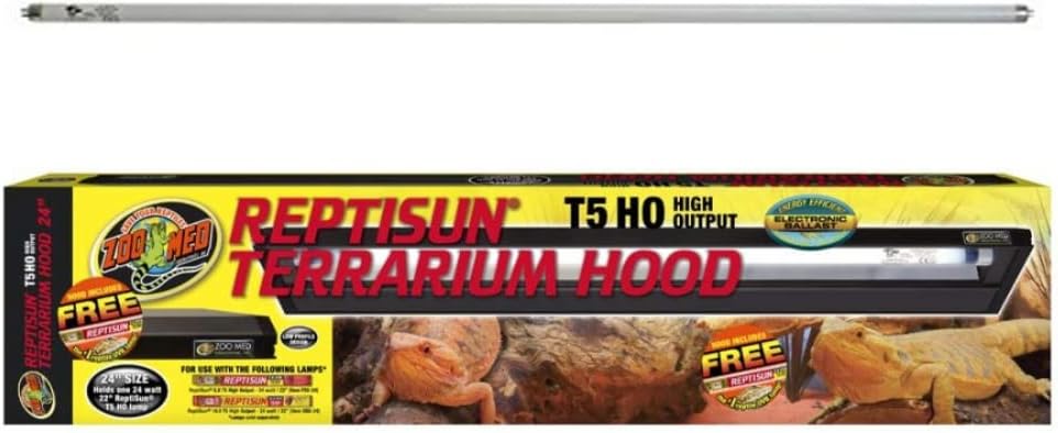 DBDPet Reptisun T5 Hood with 5.0 UV-B Bulb 24" - Includes Pro-Tip Guide