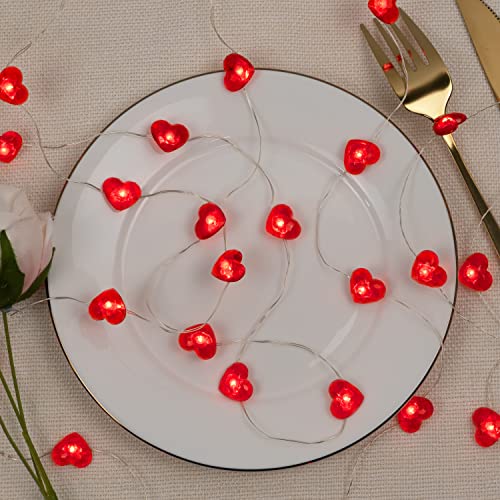Kaisnova Mother's Day Decor Red Love Heart Shaped Fairy String Lights Battery Powered With Remote & Timer 10Ft 40 Leds Twinkle String Lights For Wedding,Anniversary, Valentines Day, Party Decorating #TOP1