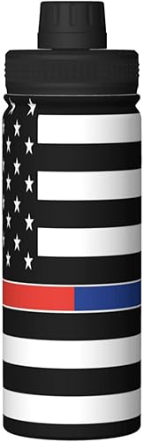 Botella de agua deportiva con la bandera de EE. UU., botellas de agua aisladas de acero inoxidable, botella de agua de 18 onzas para fitness,