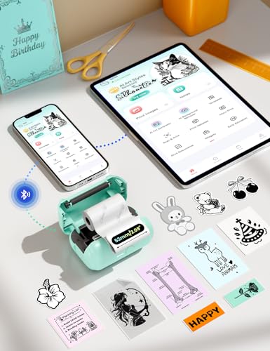 Memoking Mini Sticker Printer Portable Inkless Sticker Maker, Smart AI APP