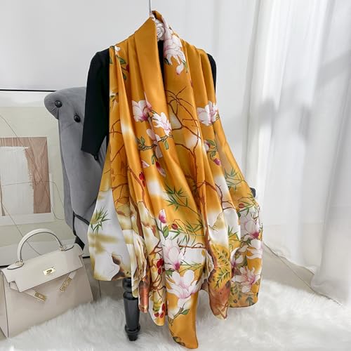 Image of MALINA Women's Polyester Silk Satin Stole Scarf - Soft Lightweight Fashion Wrap, Elegant Floral & Gradient Design, summer stole,Scarf For Women,Premium Stole,Large Size 180x90 cm'