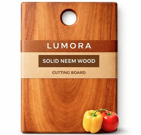 Image of Pure Neem Wood Chopping Board | Natural Anti-Bacterial Wooden Cutting Board for Kitchen | Knife Friendly, Durable & Eco-Friendly Board for Vegetables, Fruits,Meat & Cheese (100% Genuine Neem Wood)
