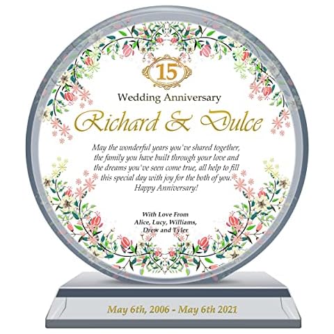 Personalized Gift for Wedding Anniversary for Husband or for Wife, Customized with Couple's Names, Anniversary Date, Unique Gift for Him for Her for Parents on Marriage Anniversary (M - 7") Cover