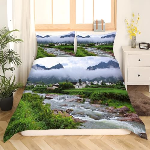 Housse de couette 200x200 rivière抗皱微纤维面料让换洗更轻松