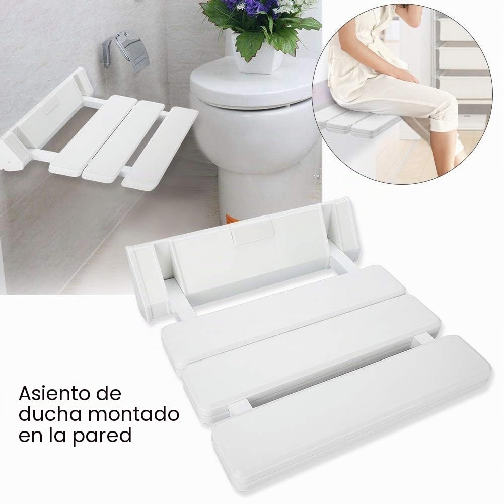 Asiento de ducha plegable, silla de ducha plegable de pared, silla de cambio de salón, con 130 kg, se puede utilizar para el hogar, el hospital, el baño de pokey, el spa o la sauna