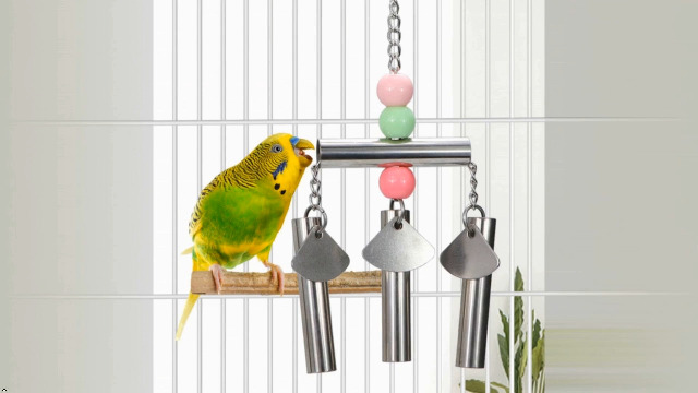Litewoo Bird Stainless Steel Bell Toys, Safe and Stable Hanging Spoons Pipe Chew Bite Toy（B） - image 7