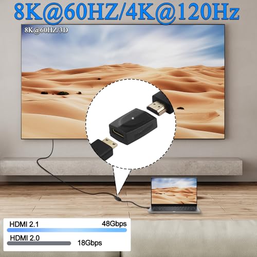 Adaptador HDMI hembra a Mini HDMI hembra 8K QIANRENON 2 pzas miniatura 4