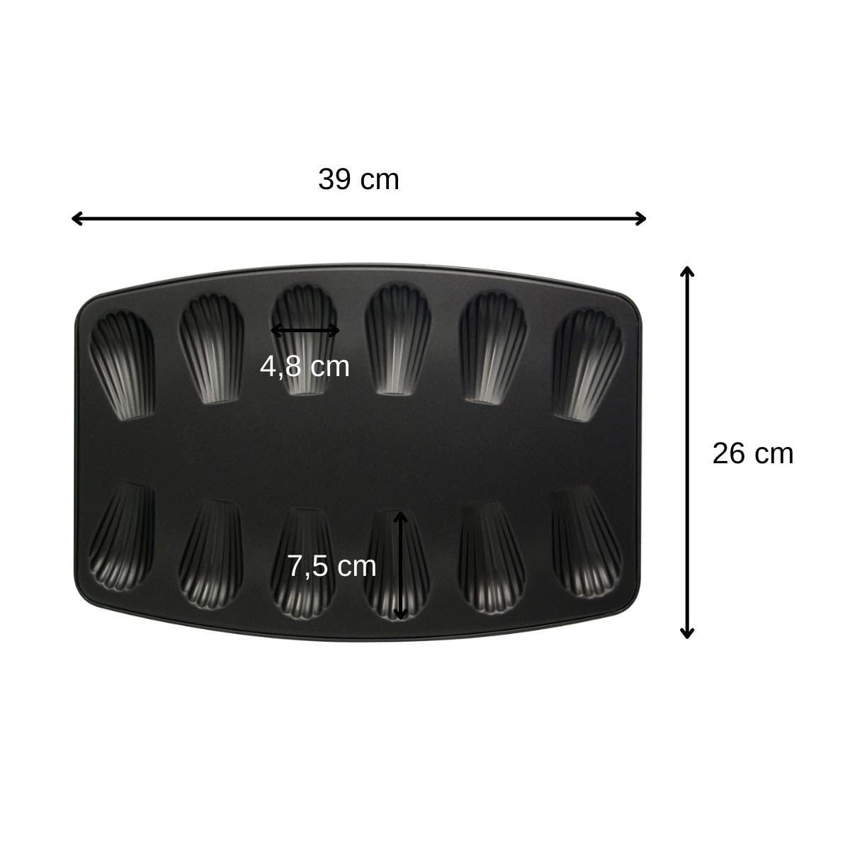 Zenker 9926250 Madeleine-Backform, Madeleine-Backform, herzhafte und süße Madeleine-Form, 2 Madeleine-Backformen, 2 Madeleine-Backformen, Edelstahl, Schwarz, 26 x 39 x 1 cm
