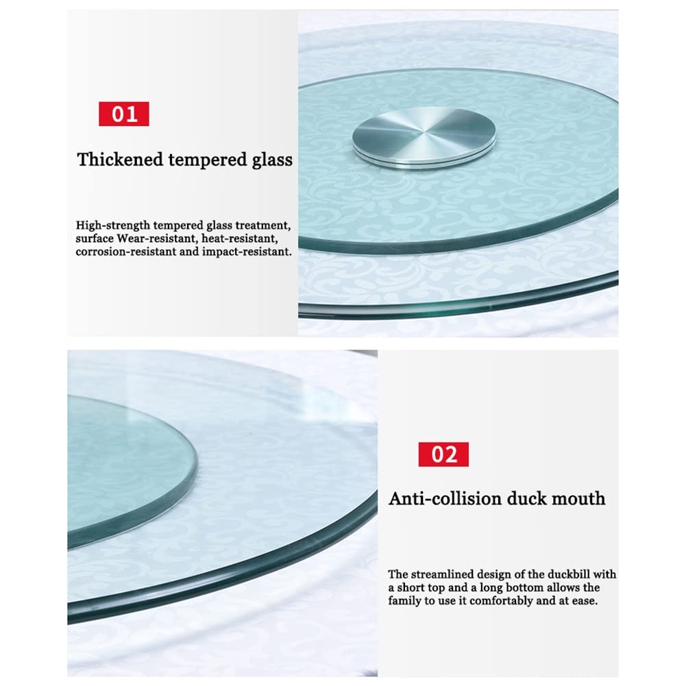 Giradischi Rotondo in Vetro temperato da 10 mm, Lazy Susan Trasparente Grande, Vassoio da Portata Girevole da Tavolo Rotondo da Cucina, Vassoio Girevole in Vetro con Sistema di Assistenza Gi