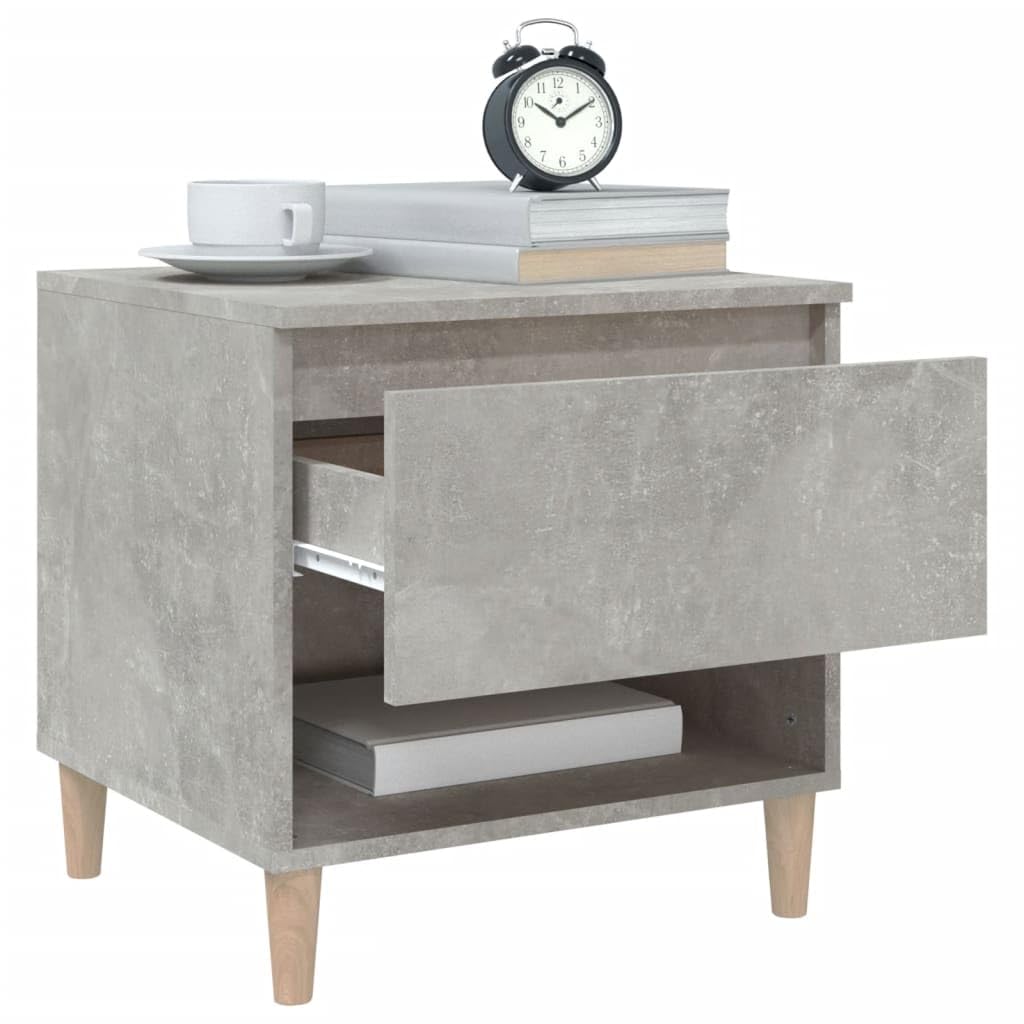 Comodini 2 Pz, Grigio Beton, 50x46x50 Cm, Legno Ingegneria | Pratico stoccaggio, piano stabile, montaggio semplice, fissaggio a parete incluso