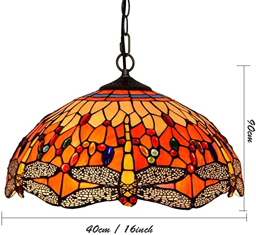 Plafonnier Tiffany libellule en verre véritable pour salon chic