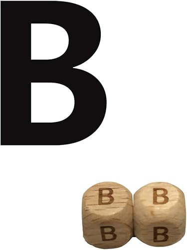 Miniatura 8 de Arakierst - 50 cuentas de madera del alfabeto de 0.472 pulgadas cuadradas de madera de haya una letra A E I O U para hacer joyas, nombres, collares