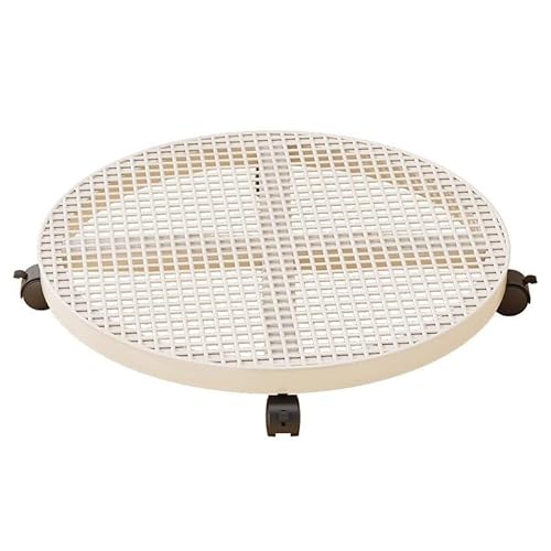 fancyfly植木鉢用モバイルトレイ、滑車ベース、シャシープレート付、シンブルな多目的コンピュータフローアスタンド、通気性、お手入れ簡単、植木鉢、水の収集と輸送に最適なガーデン (ラウンドサイズ,ホワイト)