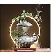 HSINYA Tabletop Buddha Water Fountains Indoor Water Fall with LED Light Zen Decor for Meditation ...