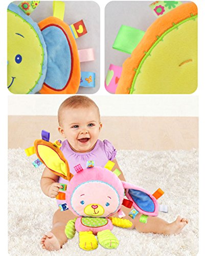 Image of Monkey Taggie Activity Blanket and Sensory Toy Baby Gifts for Newborns Baby,Infant,Lovey Soft Toy - Clam Down and Play Your Baby, Baby taggy Toy