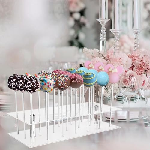 Acrylic Lollipops Stand Cake Holder 21 Hole Rectangle Double Layer Display Stand Rack for Halloween Birthday Anniversaries