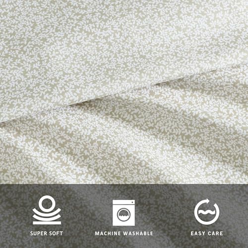 Kenneth Cole - Queen Sheet Set, Super Soft Wrinkle-Resistant Bedding with Bonus Pillowcases, Floral Home Decor, Oeko-Tex Certified (Chill Flowers Beige, Queen)