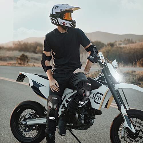 VnoPro Motorcycle Knee Elbow Pads Protective for Motorcycle Mountain Biking Bicycle (4 Pack)