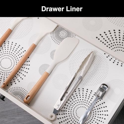 Image of Cooyes Shelf and Drawer Liner for Kitchen Cabinets - Non-Adhesive, Waterproof, Non-Slip Cabinet Liners for Scratch Protection, Desk, Refrigerator, Shelves, Drawers with Modern Pattern
