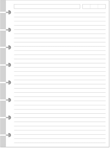 A5 TUL - Papel de repuesto forrado con disco, 8 discos, papel de relleno con rayas de disco, 100 hojas/200 páginas, papel blanco de 3.53 oz/m², 5.8