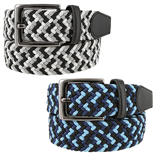 Braided Elastic Stretch Belt Casual Weave Canvas Fabric Woven Golf Belt 1-3/8