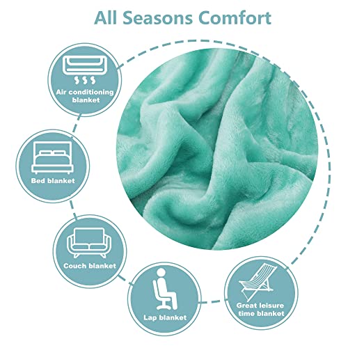 Image of NANPIPER Fleece Blankets Super Soft Flannel Fuzzy Blanket for Bed Couch Luxury Cozy Plush Microfiber Blanket-Twin Size Lake Blue