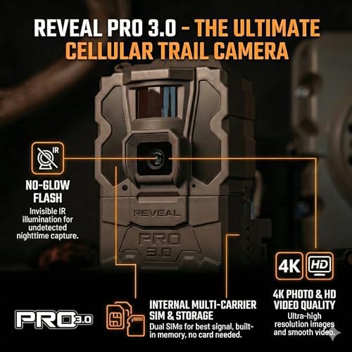 Image of TACTACAM Reveal Pro 3.0 Cellular Trail Camera - Multi-Cellular Network, GPS, 2 inch LCD, No-Glow IR, Wi-Fi Enabled, HD Photos & 1080p Videos, Fast Trigger with Cleaning Cloth (2PK)