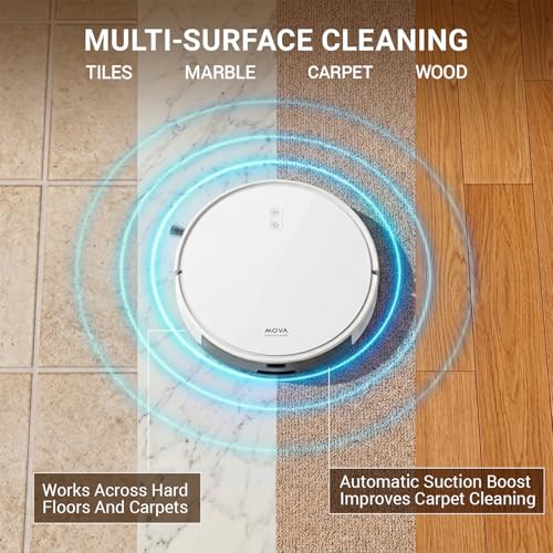 Image of Mova E10 Robot Vacuum Cleaner with LDS Navigation & 4500Pa Suction, 2-in-1 Vacuum and Mop, Dual-Fusion Obstacle Avoidance, Compact 7.6cm Height, White