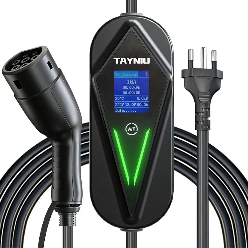 Carregador Portátil Carro Elétrico TAYNIU 3.5KW Carregador de Ev 8A 10A 13A 16A Tipo 2 Dispensa Aterramento Cabo De 5M Wallbox EV Compatível com BYD BMW Volvo Carro Voltix