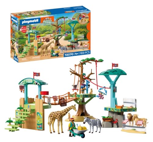 Playmobil | Animals & Friends | Zoo Parc Aventure Les Animaux | 3 Plateformes avec téléphérique et Pont Suspendu| Jouet pour Enfants à partir de 4 Ans |...