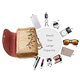 EVEOUT Stroh Clutch Umhängetasche Damen Obst Banane Kirsche Muster Mode Schultertaschen Strand Geldbörse Sommer