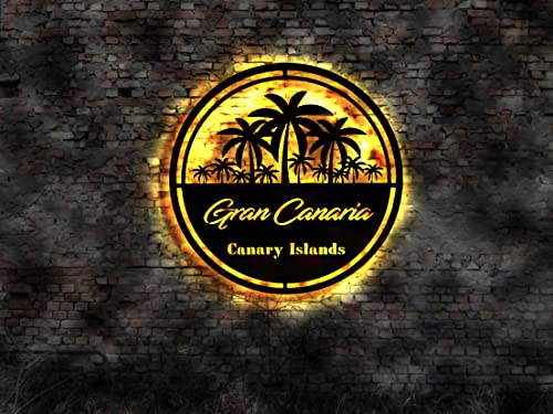 Décoration 3D LED Gran Canaria sticker mural silhouette île