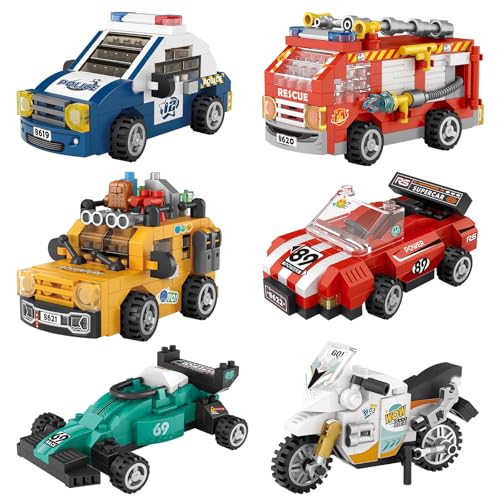 MEIEST 6 PCS Mini Fahrzeuge Bausteine Set,Fahrzeug Themed...