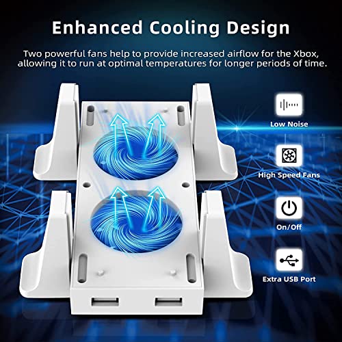 Image of PSS Vertical Stand with Cooling Fans for Xbox Series S Console, 2 Adjustable Fans Rotate Speed with Type-C Power Input, USB Charging and Data Transmission Ports, White