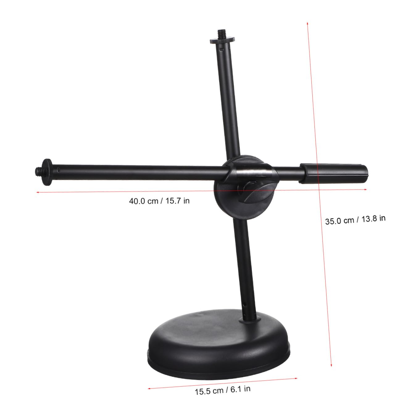 SOLUSTRE Verstellbarer Tischmikrofonständer Drehbar und Platzsparend aus Kunststoff mit Handyhalter und U-förmiger Mikrofonklammer für Desktop und Broadcast