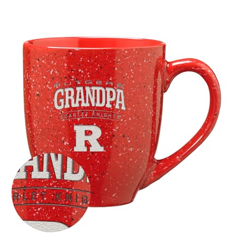 Rico Industries NCAA Rutgers Scarlet Knights Grandpa Red 16 oz Team Color Laser Engraved Speckled Ceramic Coffee Mug