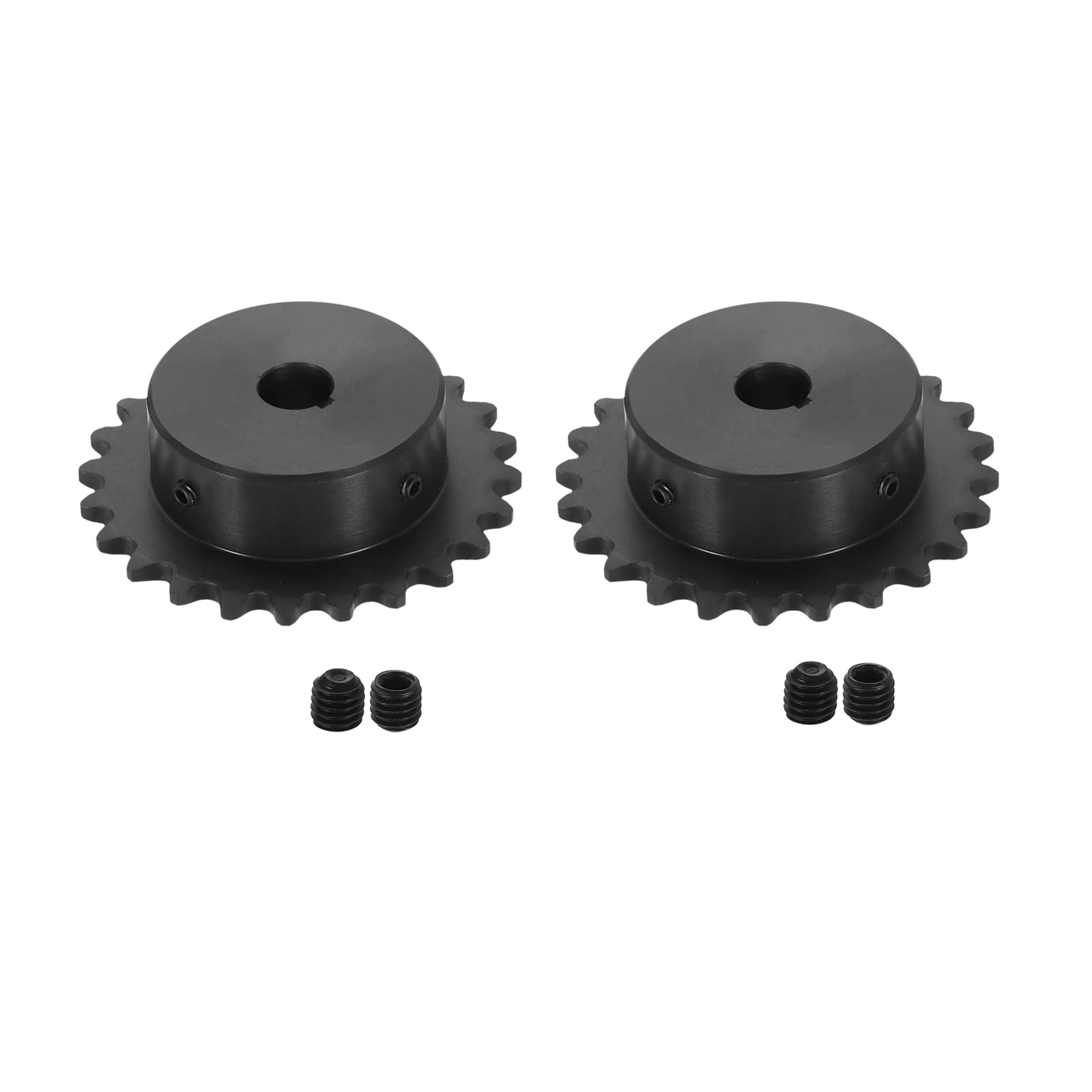 QUARKZMAN 2 Pcs #35 Piñón De Cadena De Rodillos 1/2" Diámetro Interior 24 Dientes Acero Al Carbono C45 ANSI #35 Piñón De Cadena De Rodillos Agujero Redondo Para Cadena ISO 06C
