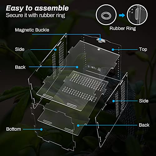 Anpress Acrylic Reptile Terrarium, 4.7''x4.7''x7.8'' Micro Transparent Habitat Terrariums Reptiles Tarantulas Cage Mini Enclosure Feeding Breeding Box with Cover for Animals Insects - Image 4
