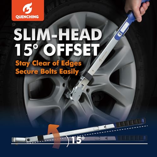 QUENCHING Torque Wrench 1/2 Inch Drive, Split Beam Design with ±4% Accuracy, Dual Scale ft-lb & Nm, 15° Flex Head, CR-V Steel, Pre-Calibrated, with Storage Case