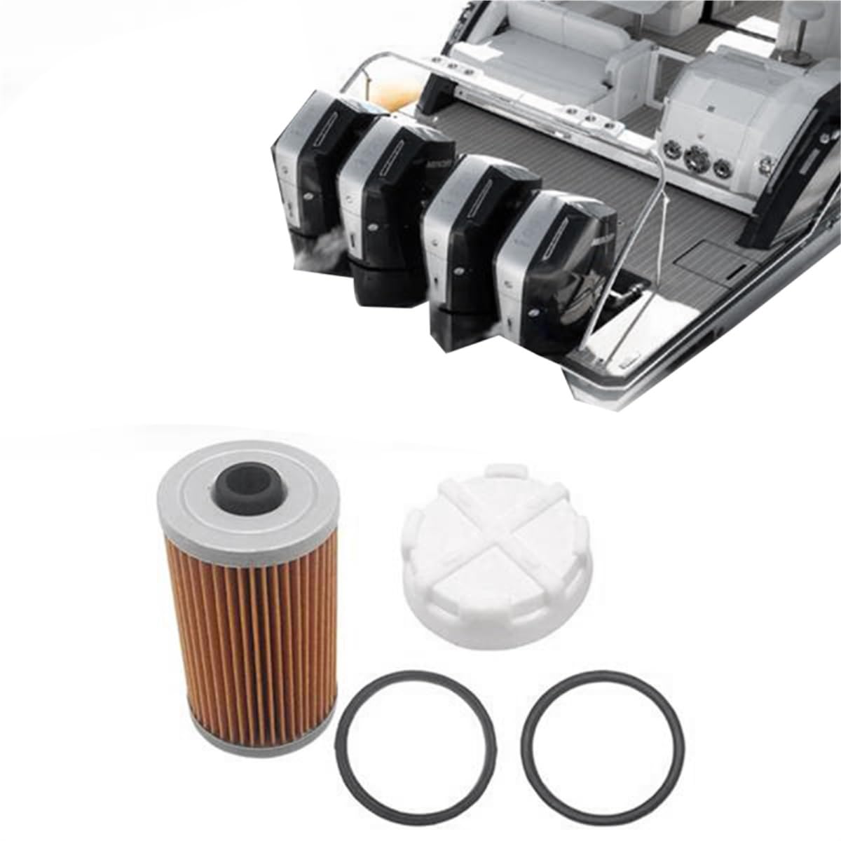 Fuel Filter and Filtering Disk Set 35-8M0093688 866171A1 35-892665 for Mercury Marine Mercruiser Engines with Gen III