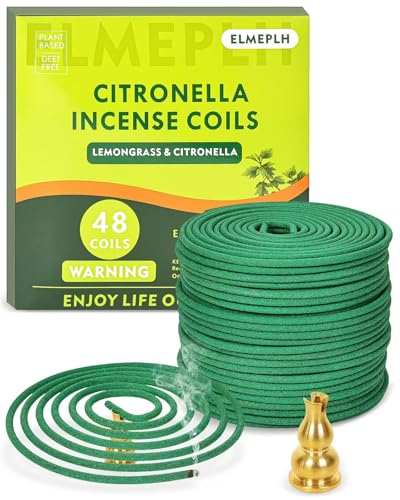 Citronella Incense Coils Outdoor - Each Burns for 5-7 Hours (Contains 48 coils & 2 Stands)