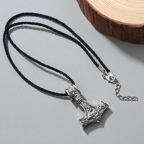 Collier marteau de Thor anti-irritation, pendentif Mjolnir celte et cuir confortable
