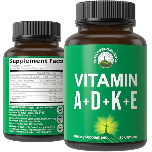 Peak Performance Vitamins D 5 000 iu + A + K + E All in 1 Vegan Capsule