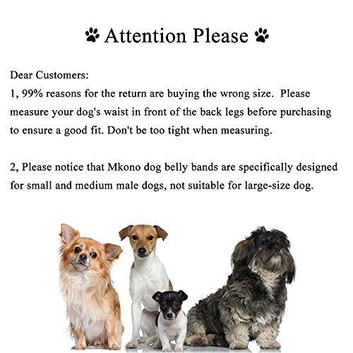 Image of Mkono Male Dog Belly Band Wraps Washable Dog Diapers Male for Small and Medium Dogs, Waist 19.2 Inches to 23.8 Inches(3 Pack,Blue,White,Yellow)