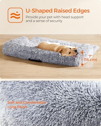 Feandrea FluffyHug XXL Dog Sofa Bed, Calming Sofa Cover for Large Dogs, 122 x 95 x 18 cm, Grey Ombré PGW224G01 - Image 5