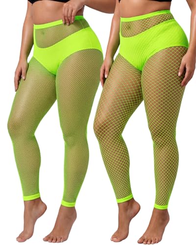 Image of CharnmRose 2 Pairs Women's Footless Fishnet Tights High Waist Fishnets for Women Fishnet Stockings